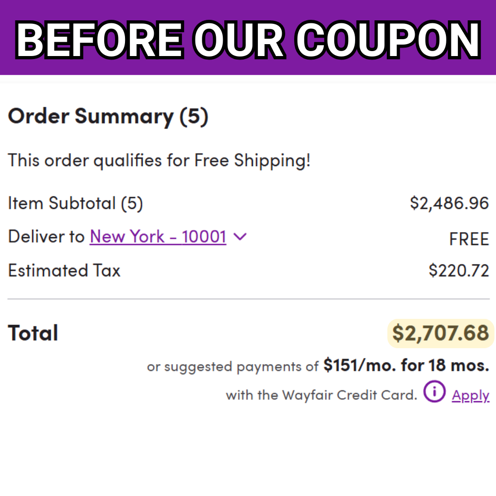 Before using our 15% off coupon promo code for Wayfair Guaranteed to work